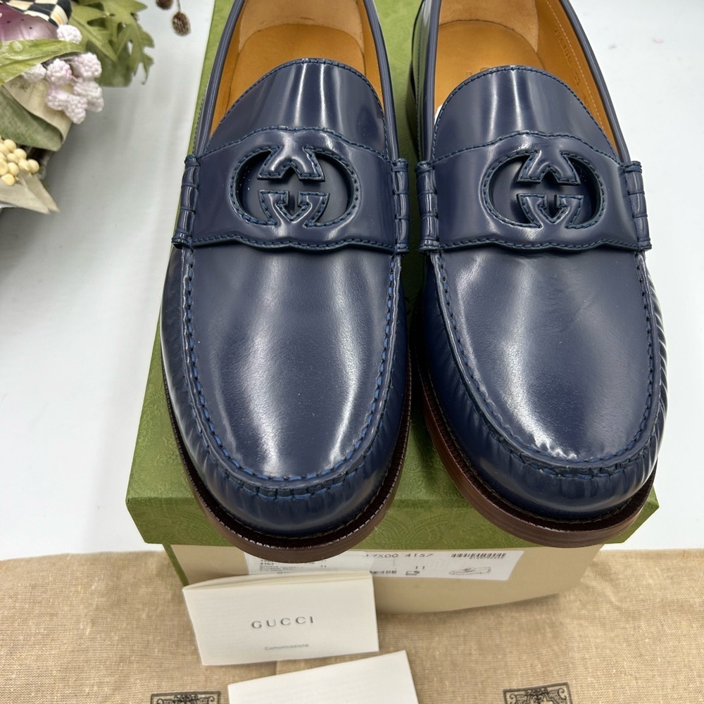 Men’s Gucci interlocking GG leather loafers size 11 made in Italy - Picture 9 of 9
